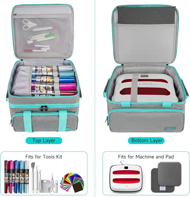 LEFORZ Carrying Case Compatible with Cricut EasyPress 2/Cricut EasyPress3 (9"x9",10"x10",12"x10"),Double-Layer Heat Press Machine Storage Bag Fits for Htvront(10"x10"),Tools and Accessories,Easy Press Mat - Image 4